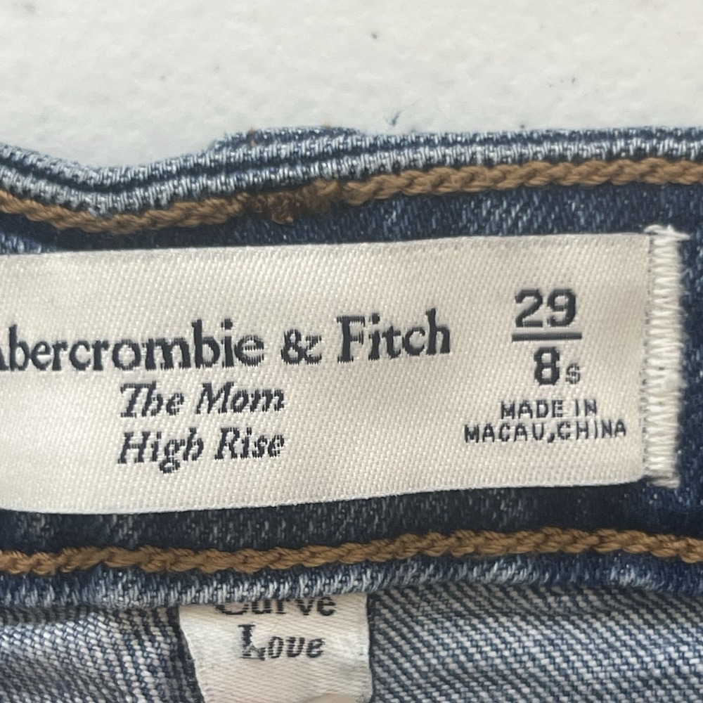 Abercrombie & Fitch The Mom High‎ Rise Tapered Destroy Cropped Jeans Size 29 - Picture 9 of 14